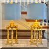 DL01. Pair of gilt bamboo table lamps with shades. 